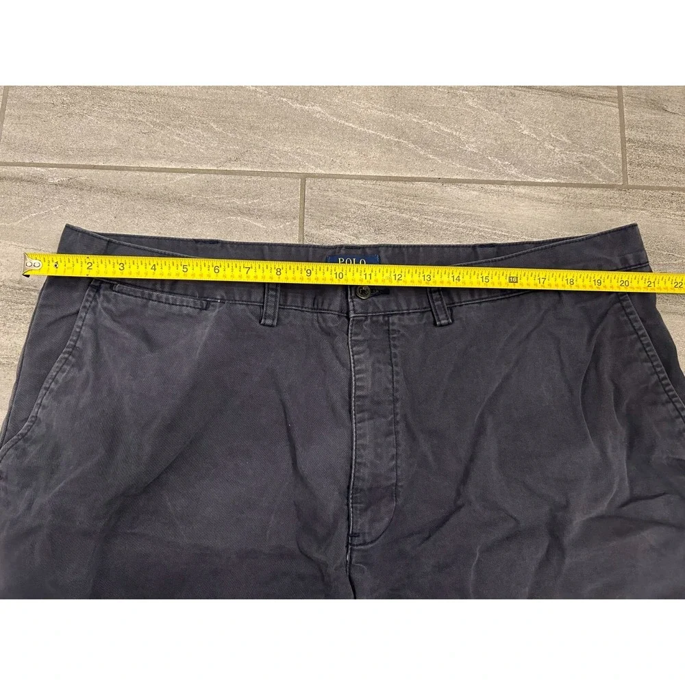 Polo Ralph Lauren Shorts Mens 42 Navy‎ 100% Cotton Denim Chino Casual Flat Front